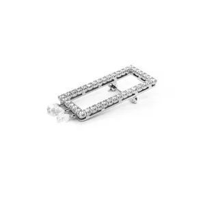 18CT WHITE GOLD DIAMOND SET BROOCH WITH BRIOLETTE DROPS