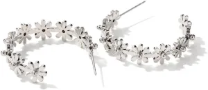 18k gold and silver Daisy Flower Hoop Earrings, Gold plated Titanium steel, Non Tarnish, Waterproof, Hypoallergenic