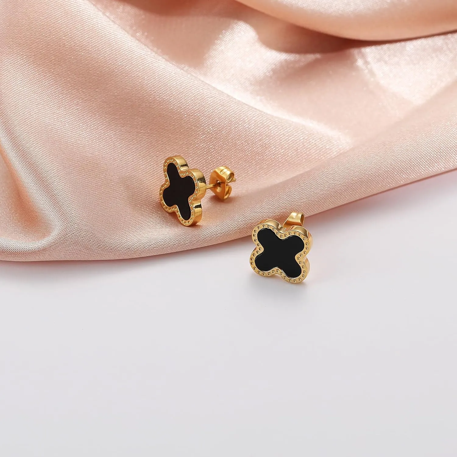 18K Gold Plated Clover Earrings for Women Four Leaf Clover Stud Earrings Lucky Dangle Earrings Simple Jewelry Gifts for Women