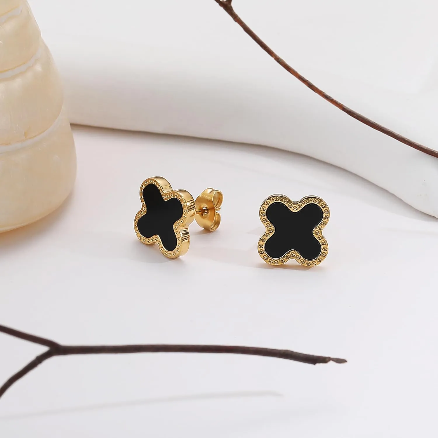 18K Gold Plated Clover Earrings for Women Four Leaf Clover Stud Earrings Lucky Dangle Earrings Simple Jewelry Gifts for Women