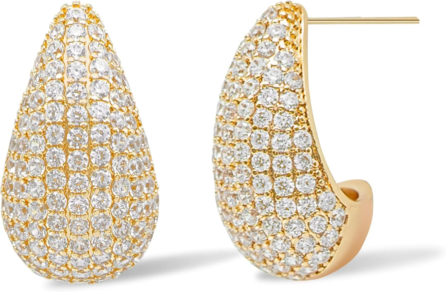 18K Gold Plated Hoop Earrings for Women, 925 Sterling Silver Post Teardrop Chunky Hoop Earrings Lightweight Open Hoops, Hypoallergenic Women Gold Dupes Earrings Fashion Jewelry