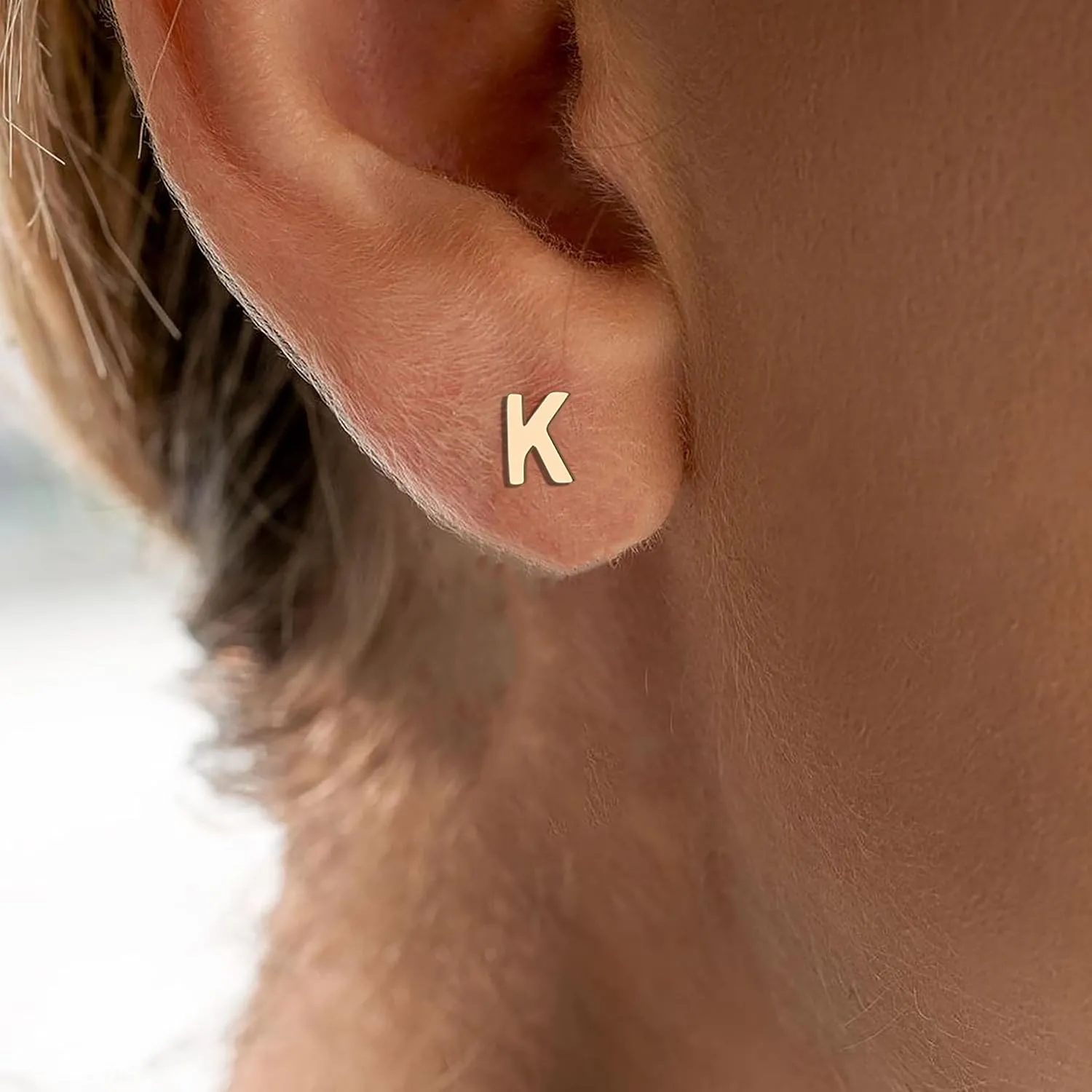 18K Gold Plated Initial Earrings Alphabet Letter Earrings Heart Stud Earrings for Women