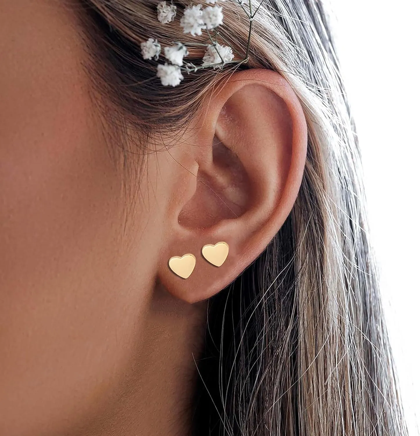 18K Gold Plated Initial Earrings Alphabet Letter Earrings Heart Stud Earrings for Women