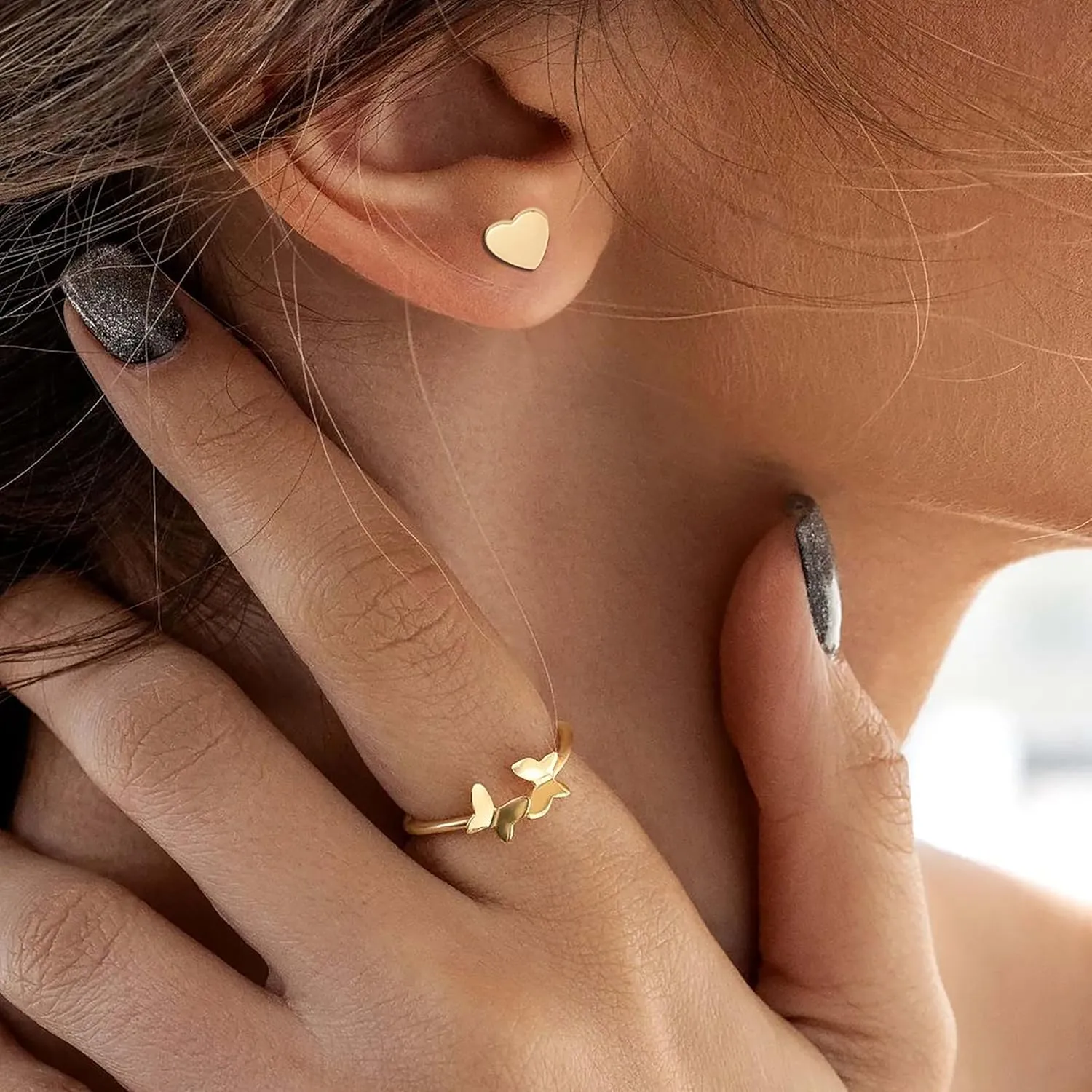 18K Gold Plated Initial Earrings Alphabet Letter Earrings Heart Stud Earrings for Women