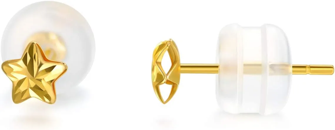 18K Gold Tiny Stud Earrings for Women, 4MM Yellow Gold Star Stud Earrings Jewelry for Mother, Wife