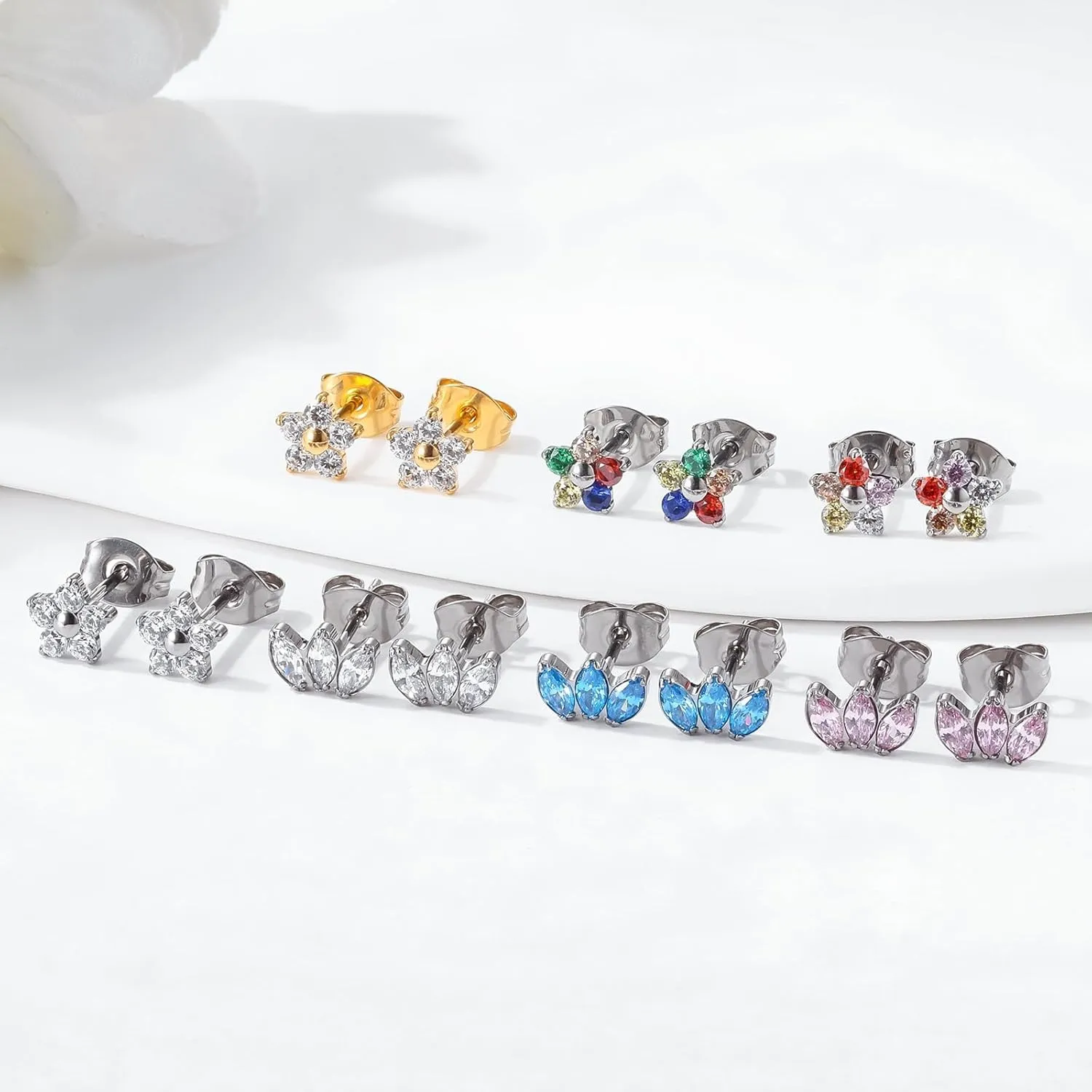 1pair G23 Titanium Hypoallergenic Earrings Studs F136 Implant Grade Titanium Jewelry for Sensitive Ears