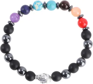 1pc Buddhist Beads Bracelet Buddha Head Beads Hand Jewelry Decor Volcanic Stone