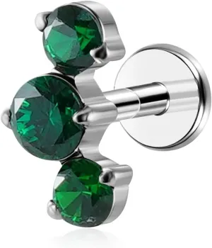 1pcs 16G G23 Titanium Threadless Labret Studs Push-in Colorful CZ Labret Cluster Tragus Helix Conch Lobe Rook Cartilage Push Back Sleeper Piercing Jewelry Earring Stud