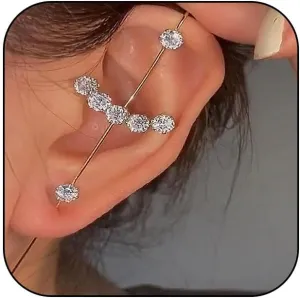 1Pcs Ear Crawler Earrings for Women Ear Cuff Earrings Helix Hook Earrings Ear Wrap Earrings Pearl Rhinestone Lightning Bolt Pierced Clip Earrings Trendy Jewelry for Women