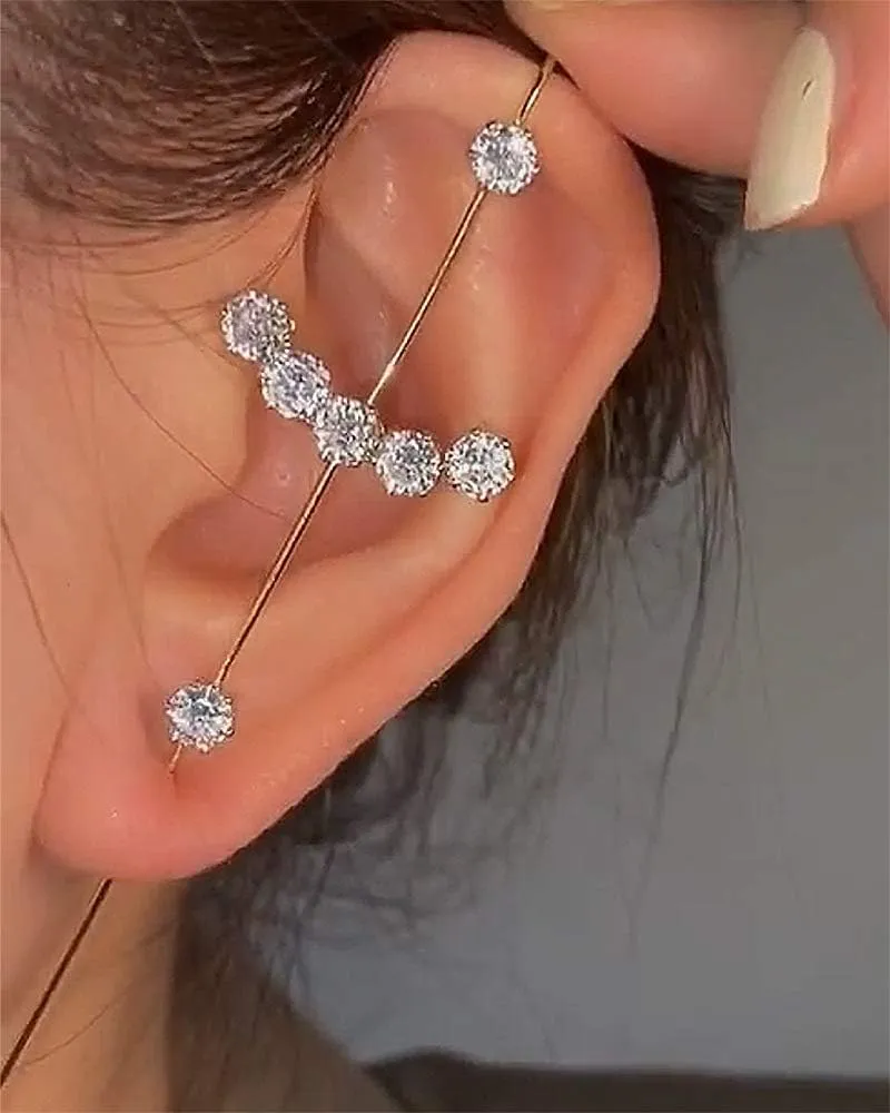 1Pcs Ear Crawler Earrings for Women Ear Cuff Earrings Helix Hook Earrings Ear Wrap Earrings Pearl Rhinestone Lightning Bolt Pierced Clip Earrings Trendy Jewelry for Women