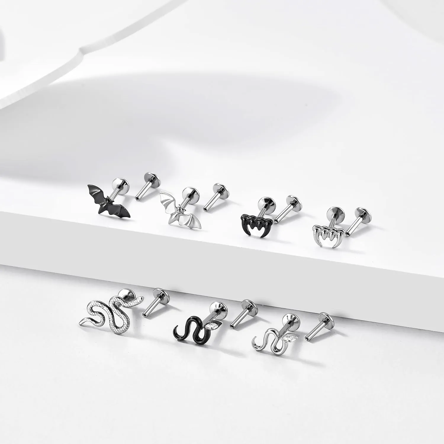 1pcs G23 Titanium Flat Back Earrings Studs 18g 16g F136 Implant Grade Titanium Dainty Piercing Jewelry Cartilage Helix Conch Lobe Lip Tragus Labrets Press Fit Threadless Push Piercing Jewelry