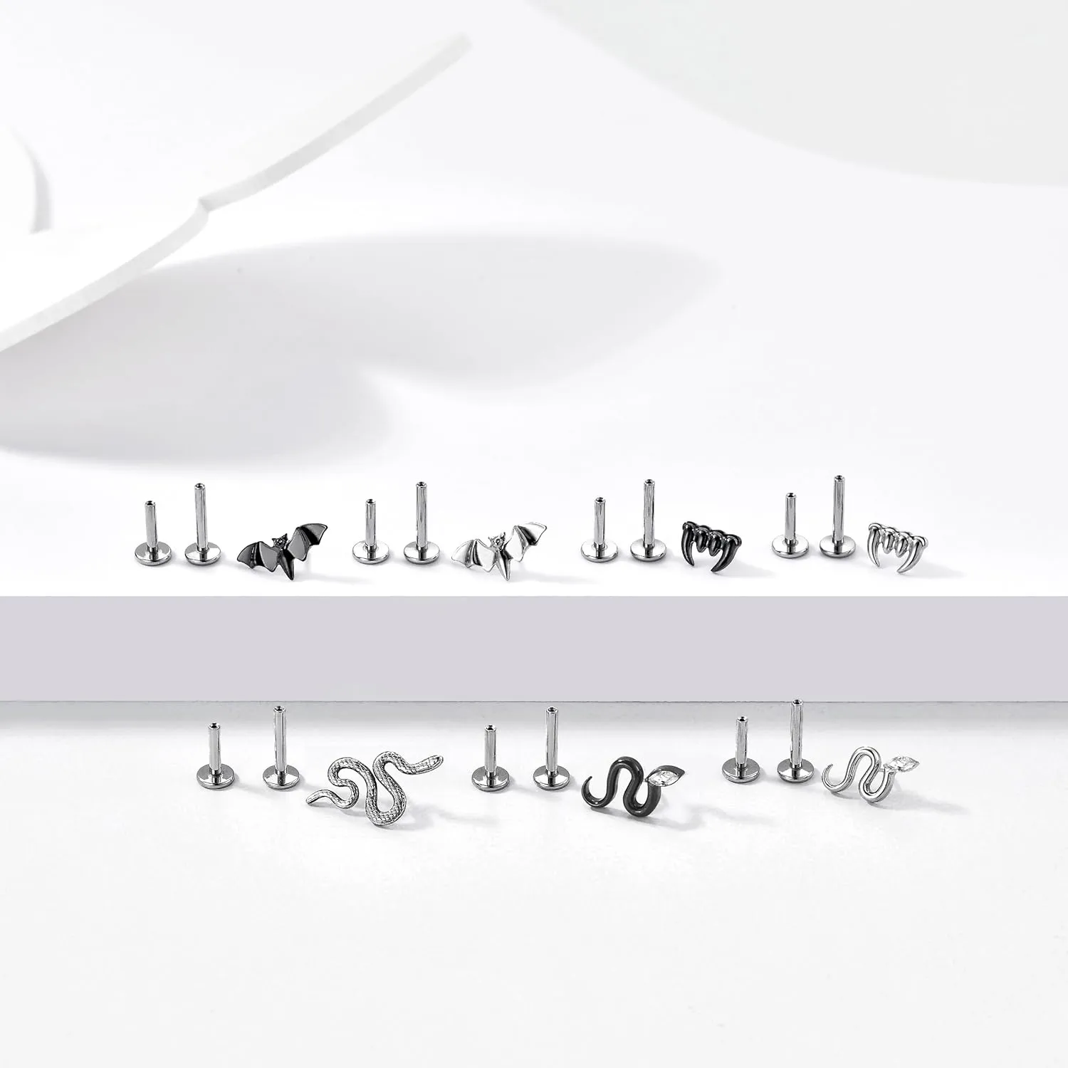 1pcs G23 Titanium Flat Back Earrings Studs 18g 16g F136 Implant Grade Titanium Dainty Piercing Jewelry Cartilage Helix Conch Lobe Lip Tragus Labrets Press Fit Threadless Push Piercing Jewelry