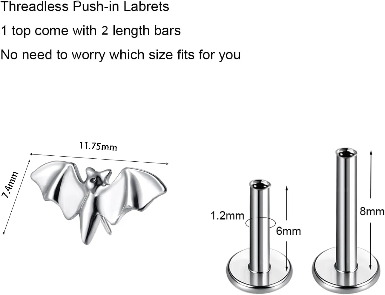 1pcs G23 Titanium Flat Back Earrings Studs 18g 16g F136 Implant Grade Titanium Dainty Piercing Jewelry Cartilage Helix Conch Lobe Lip Tragus Labrets Press Fit Threadless Push Piercing Jewelry