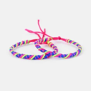 1pcs Handmade Colorful Thread Braided Weaved Friendship Bracelet Surfer Wristband Adjuatable - (Metal Color: 11)