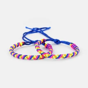 1pcs Handmade Colorful Thread Braided Weaved Friendship Bracelet Surfer Wristband Adjuatable - (Metal Color: 12)