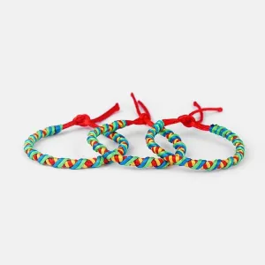 1pcs Handmade Colorful Thread Braided Weaved Friendship Bracelet Surfer Wristband Adjuatable - (Metal Color: 15)