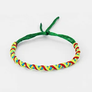 1pcs Handmade Colorful Thread Braided Weaved Friendship Bracelet Surfer Wristband Adjuatable - (Metal Color: 2)