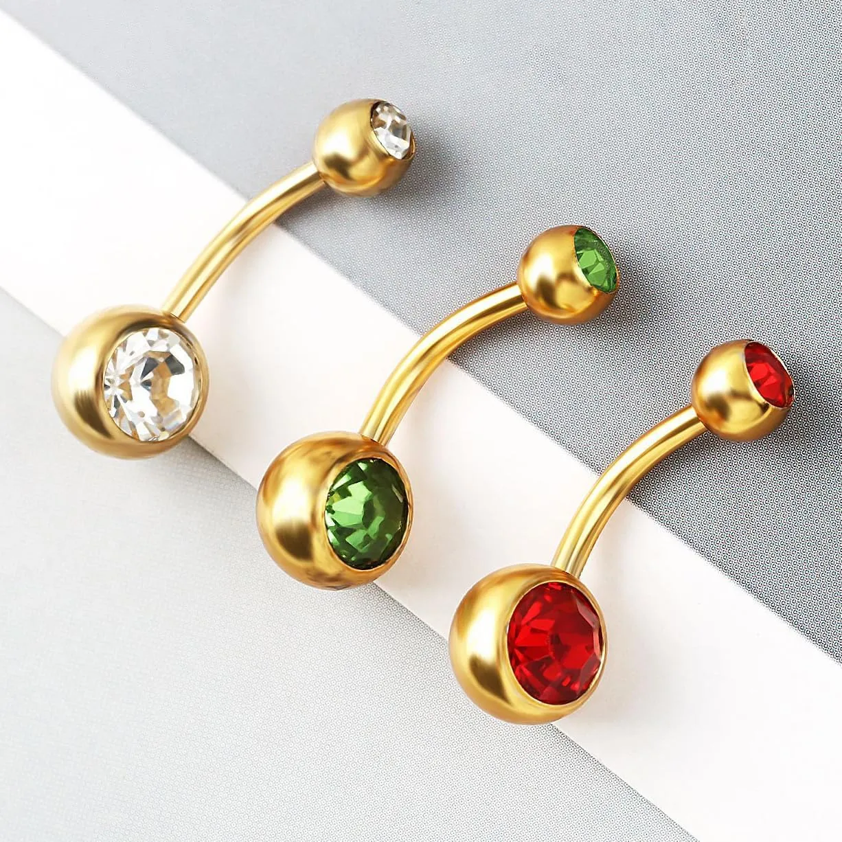 1PCS Silvery Sphere With Colour Zircon 1.6mm(14G) Navel Belly Studs Belly Button Rings Body Piercing Barbells Piercing Jewelry Titanium Steel Surgical Steel Stainless Steel 23mm
