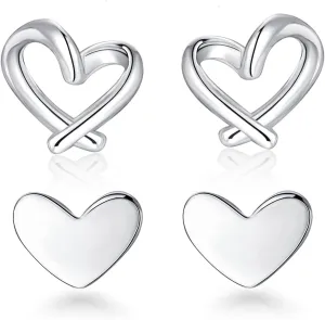2 Pairs Small Heart Stud Earrings for Women Hypoallergenic 14k Gold Plated Love Heart Stud Earrings Jewelry Gifts