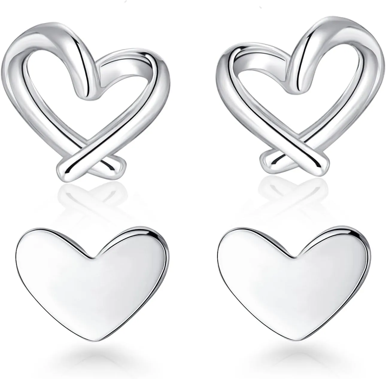 2 Pairs Small Heart Stud Earrings for Women Hypoallergenic 14k Gold Plated Love Heart Stud Earrings Jewelry Gifts