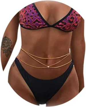 2 Pcs Gold Belly Chain Silver Gold Body Chain Jewelry for women Bikini Beach Waist jewelry Stomach Chain