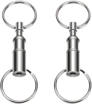 2 Pieces Quick Release Keychain Detachable Pull Apart Key Rings Keychains Removable Handy Keying, Double Spring Split Snap Seperate Chain Lock Holder Convenient Accessory