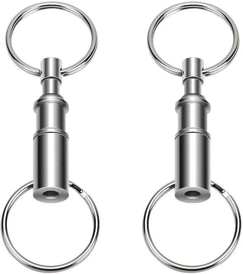 2 Pieces Quick Release Keychain Detachable Pull Apart Key Rings Keychains Removable Handy Keying, Double Spring Split Snap Seperate Chain Lock Holder Convenient Accessory