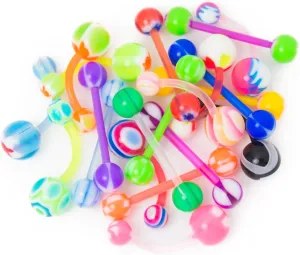 20 Mixed Bio-Flex Body Jewelry Pack - 14ga Bioflex/Acrylic Belly and Straight Bars