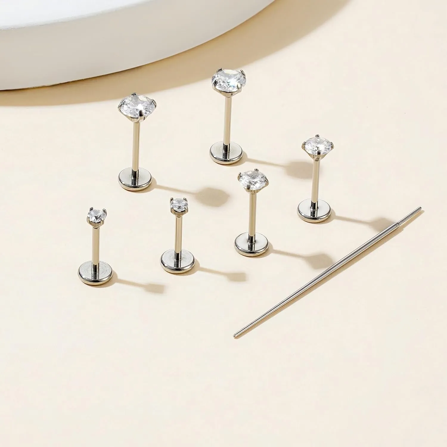 20G Flat Back Earrings Stud G23 Titanium Threadless Tragus Labret Cartilage Lip Medusa Conch Body Piercing Jewelry Hypoallergenic for Women Men