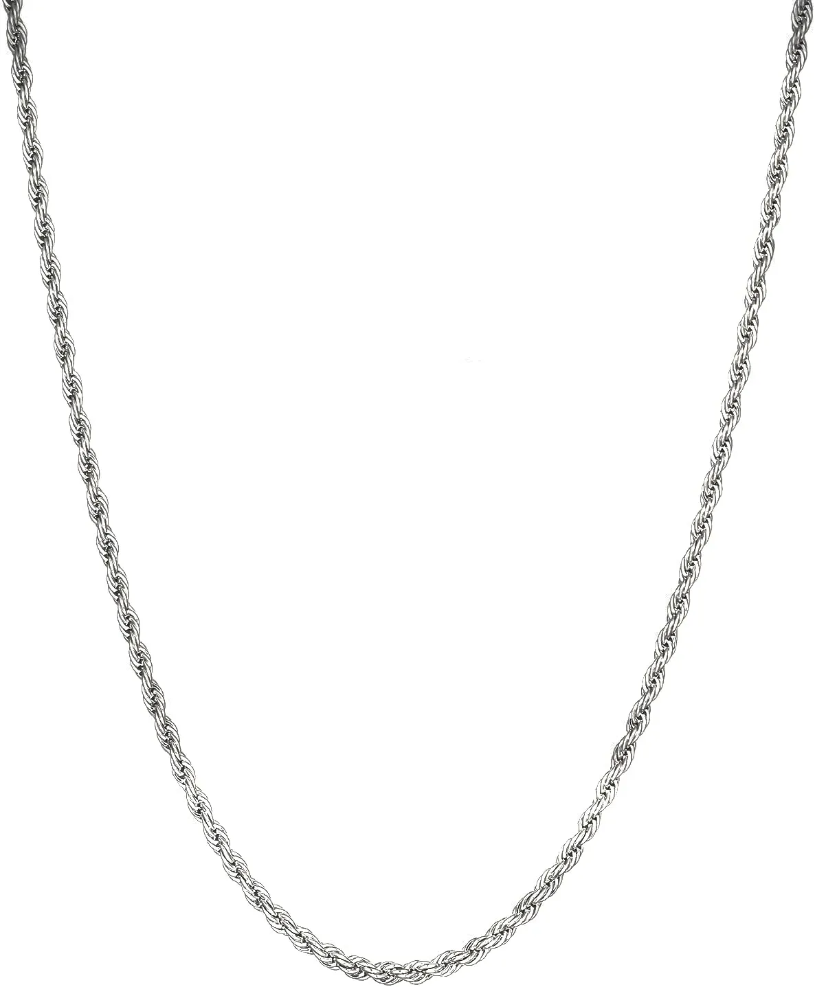 2.5mm/3.5mm Mens Stainless Steel Silver Rope Twist Chain Necklace Jewelry for Men
