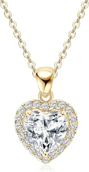 2CT Heart Moissanite Pendant Necklace, D Color VVS1 925 Sterling Silver Dainty Pendant for Women, Wife, Mom, Lady Birthday Gifts