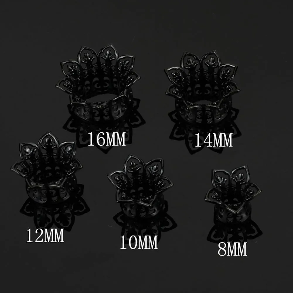 2PCS Hollow Floral Single Flared Tunnels Ear Plugs Gauges for Ears Stainless Steel Ear Expander Stretcher Piercing Spiral Ear Gauges Body Jewelry