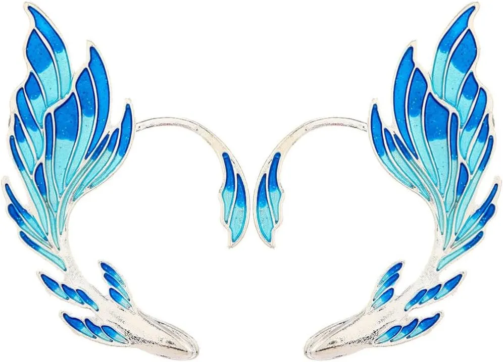 2pcs Metal Ear Cuffs Fairy Earrings Blue Style for Women