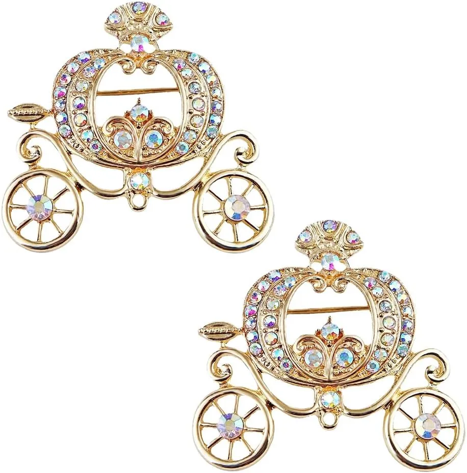 2Pcs Pumpkin Carriage Brooch Simple Sweater Scarf Shawl Buckle Pin Dress Jewelry Party Accessory For Women