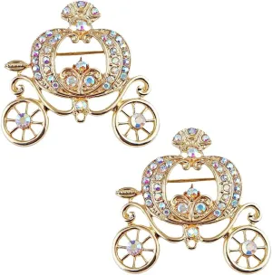 2Pcs Pumpkin Carriage Brooch Simple Sweater Scarf Shawl Buckle Pin Dress Jewelry Party Accessory For Women