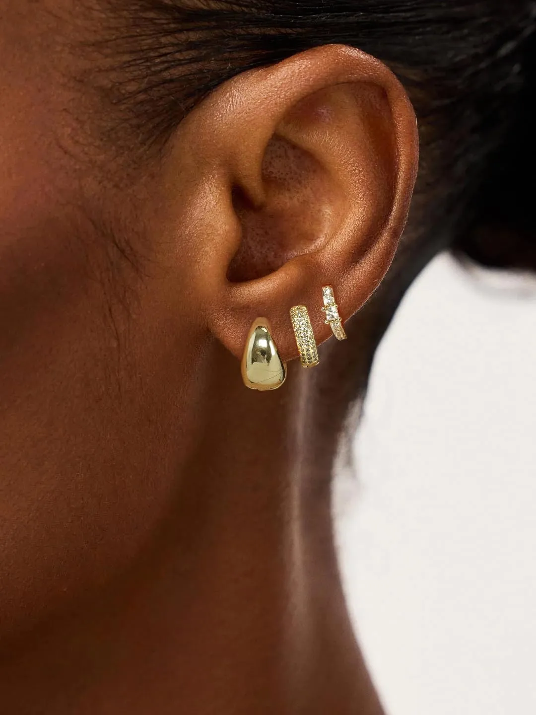 3 Pairs Gold Earrings for Women Dainty Small Gold Earring Set 14K Gold Hoop Earrings Cute Cz Hoop Flat Back Earrings Trendy Earring Gold Jewelry Set Gift