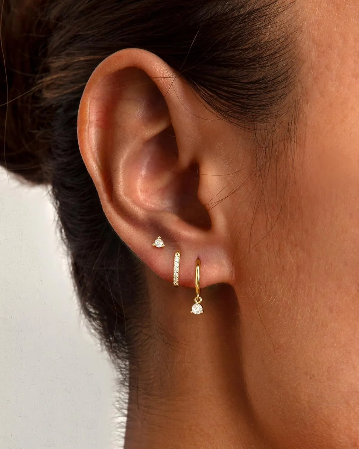 3 Pairs Gold Hoop Earrings Set: Dainty Stud Earrings Trendy Small 14K Gold Plated Hypoallergenic Dangle Cartilage Huggie Hoop Earrings for Women Gold Jewelry for Women Gifts