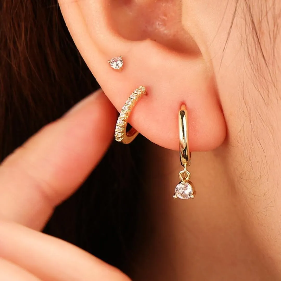 3 Pairs Gold Hoop Earrings Set: Dainty Stud Earrings Trendy Small 14K Gold Plated Hypoallergenic Dangle Cartilage Huggie Hoop Earrings for Women Gold Jewelry for Women Gifts