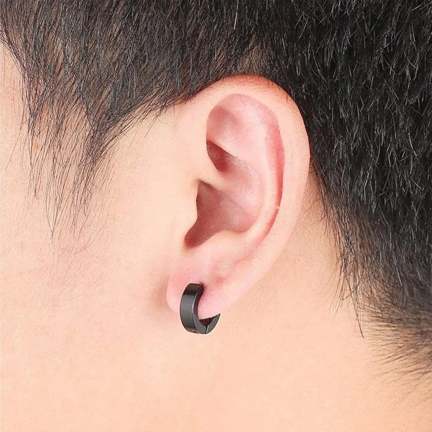 3 Pairs Small Hoop Earrings for Women Men, Sterling Silver Post Sleeper Cartilage Huggie Earring Set, 3mm in Width, Diameter in 8mm 10mm 12mm