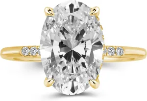 3.5 Carat Elongated Oval Cut Engagement Ring for Women Gold Plated 925 Sterling Silver Simulated Diamond Promise Ring