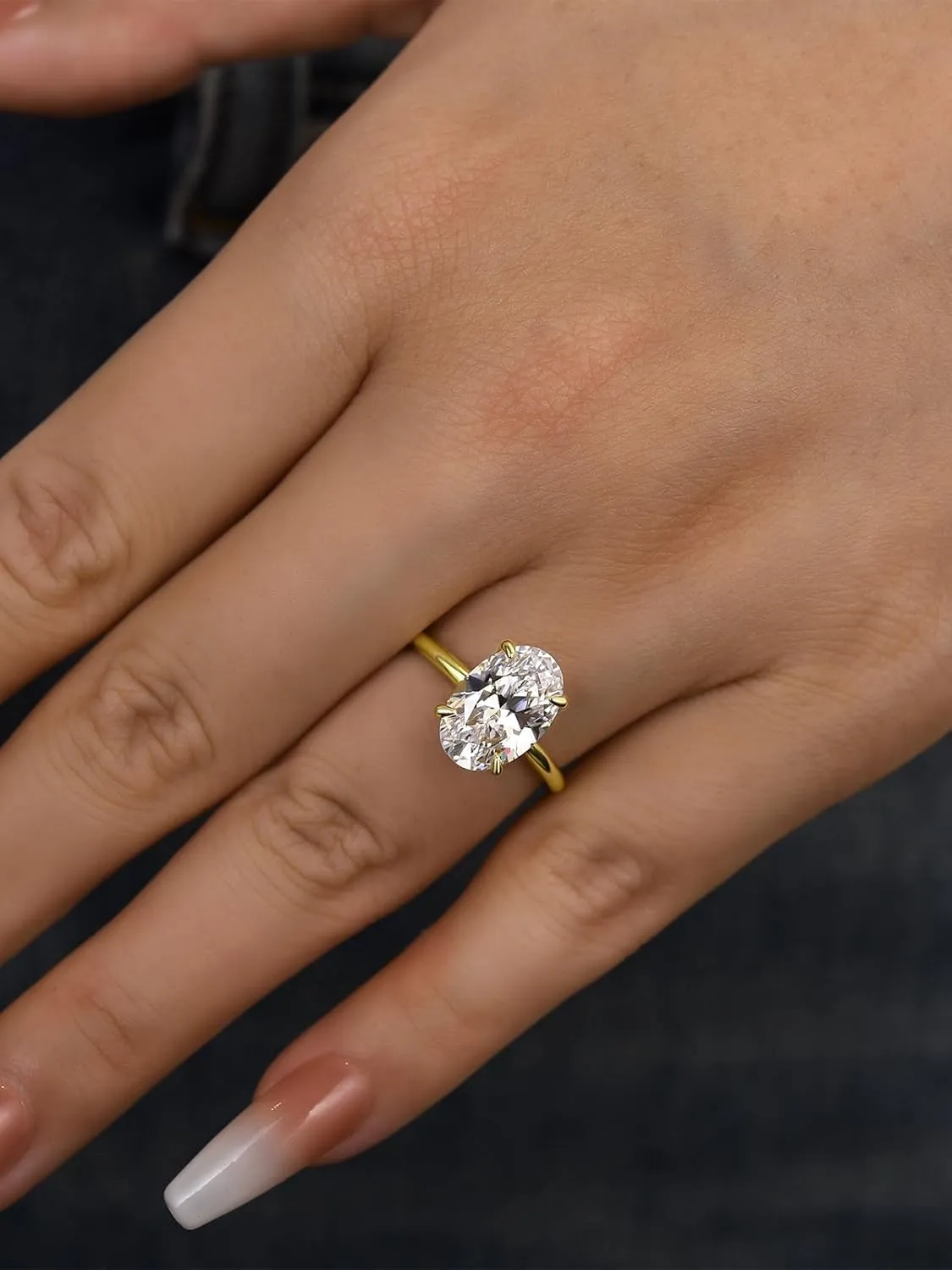 3.5 Carat Elongated Oval Cut Engagement Ring for Women Gold Plated 925 Sterling Silver Simulated Diamond Promise Ring