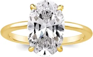 3.5 Carat Elongated Oval Cut Engagement Ring for Women Gold Plated 925 Sterling Silver Simulated Diamond Promise Ring