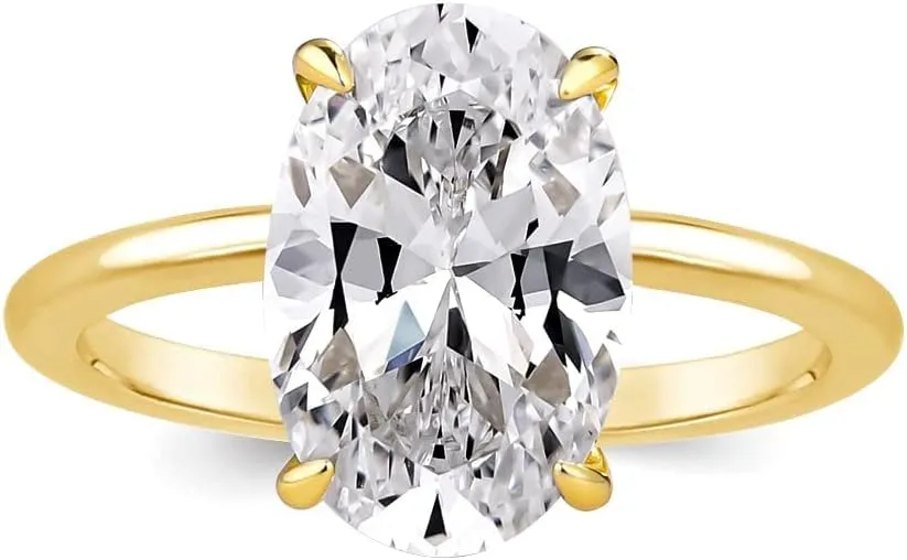 3.5 Carat Elongated Oval Cut Engagement Ring for Women Gold Plated 925 Sterling Silver Simulated Diamond Promise Ring
