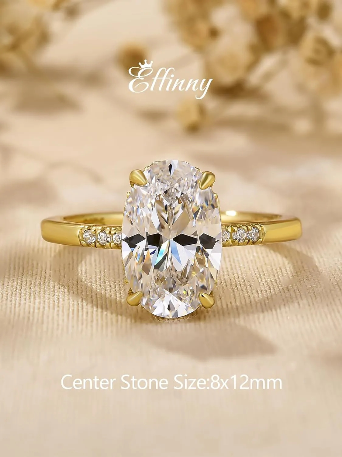 3.5 Carat Elongated Oval Cut Engagement Ring for Women Gold Plated 925 Sterling Silver Simulated Diamond Promise Ring