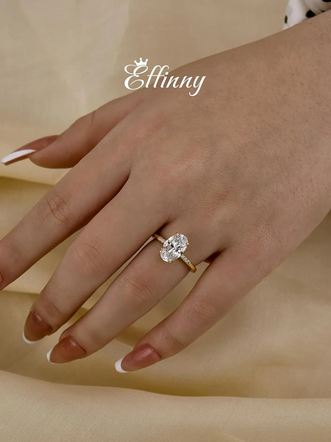 3.5 Carat Elongated Oval Cut Engagement Ring for Women Gold Plated 925 Sterling Silver Simulated Diamond Promise Ring