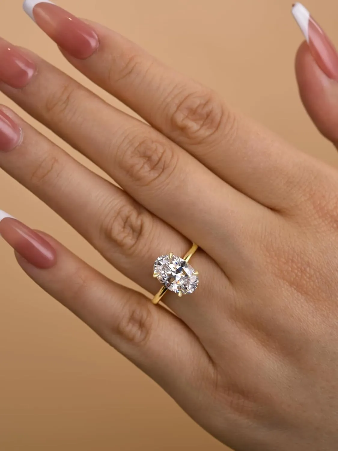 3.5 Carat Elongated Oval Cut Engagement Ring for Women Gold Plated 925 Sterling Silver Simulated Diamond Promise Ring
