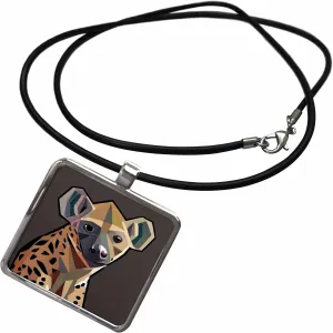 3dRose Cute Cool Colorful Hyena in Cubism Style Abstract Art - Necklace With Pendant (ncl-385339)