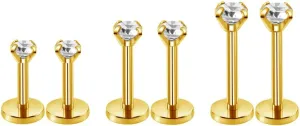 3Pairs 18g Round CZ Labret Cartilage Tragus Monroe Lip Nose Helix Studs Earrings for Women Men Stainless Steel Cubic Zirconia Huggie Tiny Small Mini Stud Fashion Piercing Jewelry Gifts