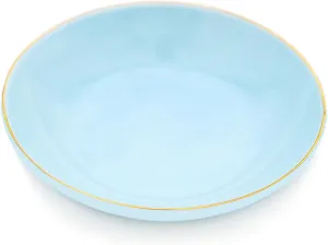 4.75" Ceramic Jewelry Tray, Small Ring Dish Holder Trinket Tray, Catch All Trays for Ring Earring Necklace Key, Christmas Gifts for Women Girls (Light Blue)