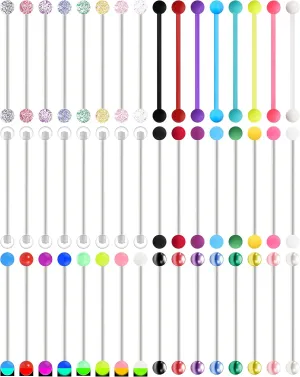 48Pcs 14G Acrylic Industrial Barbell Earrings for Women Men Cartilage Helix Body Piercing Jewelry 38mm 1&1/2 Inch Piercing Bar